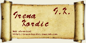 Irena Kordić vizit kartica